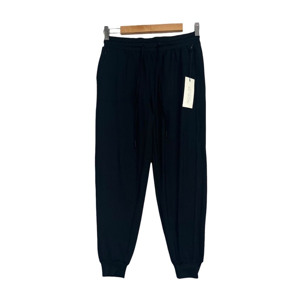 Rachel Zoe Jogger Pants Womens Small Black Mid Rise Pull On Stretch Athleisure